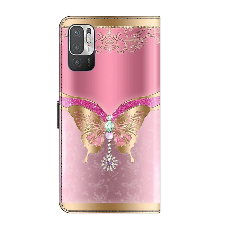 For Xiaomi Redmi Note 10 5G Crystal 3D Shockproof Protective Leather Phone Case(Pink Bottom Butterfly) - Xiaomi Cases by PMC Jewellery | Online Shopping South Africa | PMC Jewellery