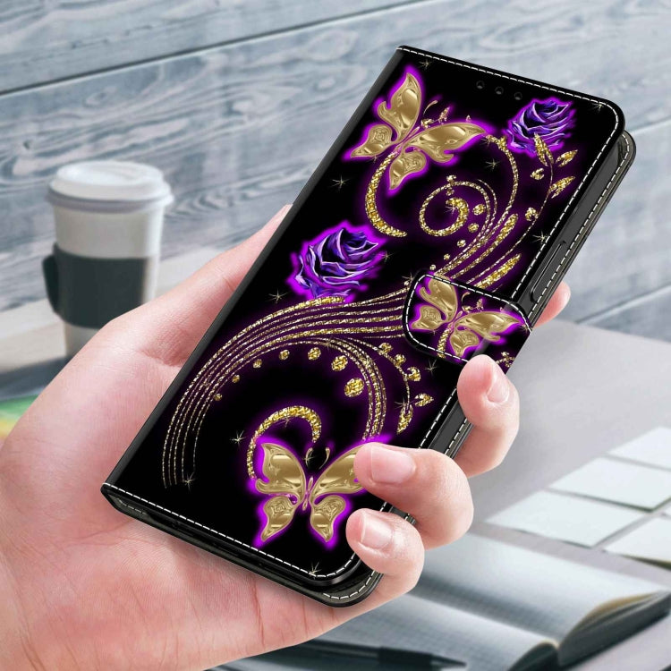 For Xiaomi Redmi Note 12 4G Crystal 3D Shockproof Protective Leather Phone Case(Purple Flower Butterfly) - Xiaomi Cases by PMC Jewellery | Online Shopping South Africa | PMC Jewellery