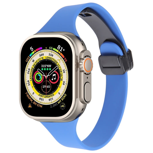 For Apple Watch Ultra 49mm Magnetic Buckle Slim Silicone Watch Band(Royal Blue) - Watch Bands by PMC Jewellery | Online Shopping South Africa | PMC Jewellery