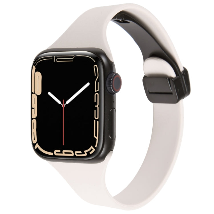 For Apple Watch 8 41mm Magnetic Buckle Slim Silicone Watch Band(Starlight) - Watch Bands by PMC Jewellery | Online Shopping South Africa | PMC Jewellery