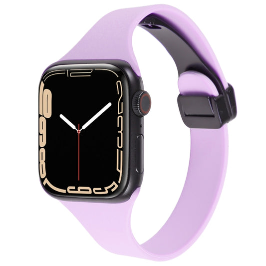 For Apple Watch 8 41mm Magnetic Buckle Slim Silicone Watch Band(Lavender) - Watch Bands by PMC Jewellery | Online Shopping South Africa | PMC Jewellery