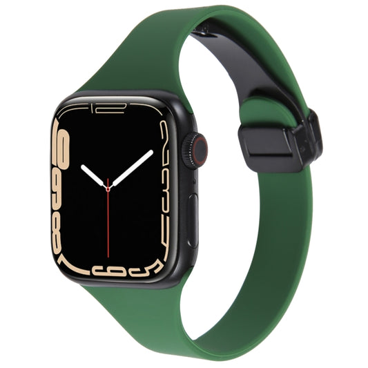 For Apple Watch 8 45mm  Magnetic Buckle Slim Silicone Watch Band(Alfalfa Grass) - Watch Bands by PMC Jewellery | Online Shopping South Africa | PMC Jewellery