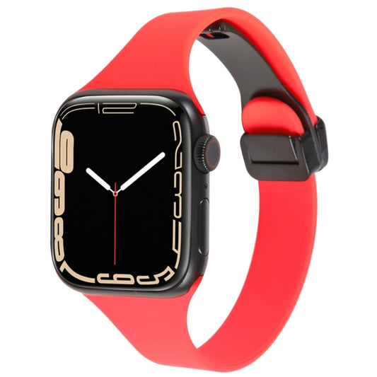 For Apple Watch SE 2022 40mm Magnetic Buckle Slim Silicone Watch Band(Red) - Watch Bands by PMC Jewellery | Online Shopping South Africa | PMC Jewellery