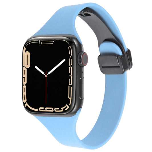 For Apple Watch SE 2022 40mm Magnetic Buckle Slim Silicone Watch Band(Light Blue) - Watch Bands by PMC Jewellery | Online Shopping South Africa | PMC Jewellery