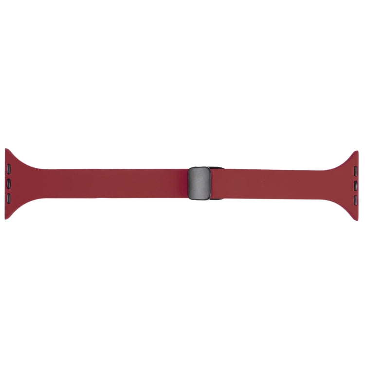 For Apple Watch SE 2022 44mm Magnetic Buckle Slim Silicone Watch Band(Wine Red) - Watch Bands by PMC Jewellery | Online Shopping South Africa | PMC Jewellery