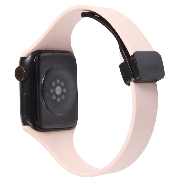 For Apple Watch SE 2022 44mm Magnetic Buckle Slim Silicone Watch Band(Pink) - Watch Bands by PMC Jewellery | Online Shopping South Africa | PMC Jewellery