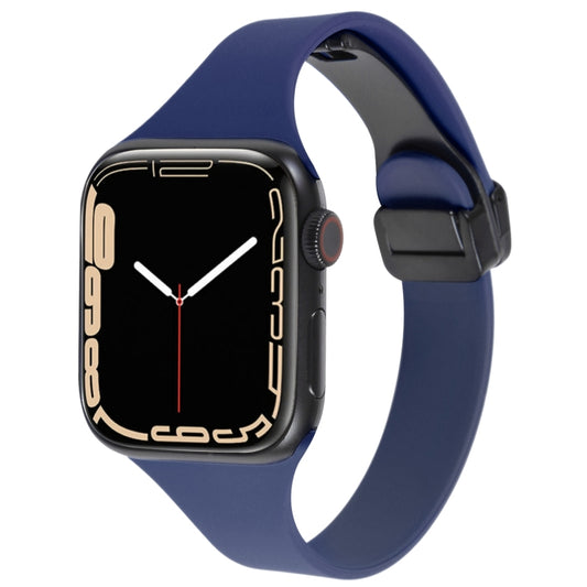 For Apple Watch SE 40mm Magnetic Buckle Slim Silicone Watch Band(Midnight Blue) - Watch Bands by PMC Jewellery | Online Shopping South Africa | PMC Jewellery