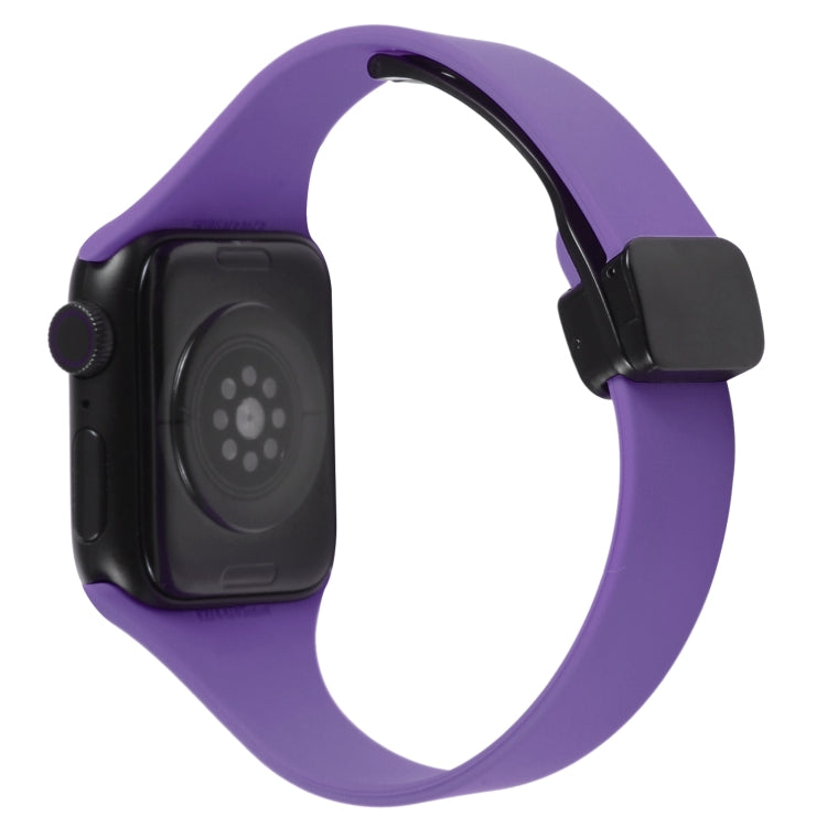 For Apple Watch SE 40mm Magnetic Buckle Slim Silicone Watch Band(Dark Purple) - Watch Bands by PMC Jewellery | Online Shopping South Africa | PMC Jewellery