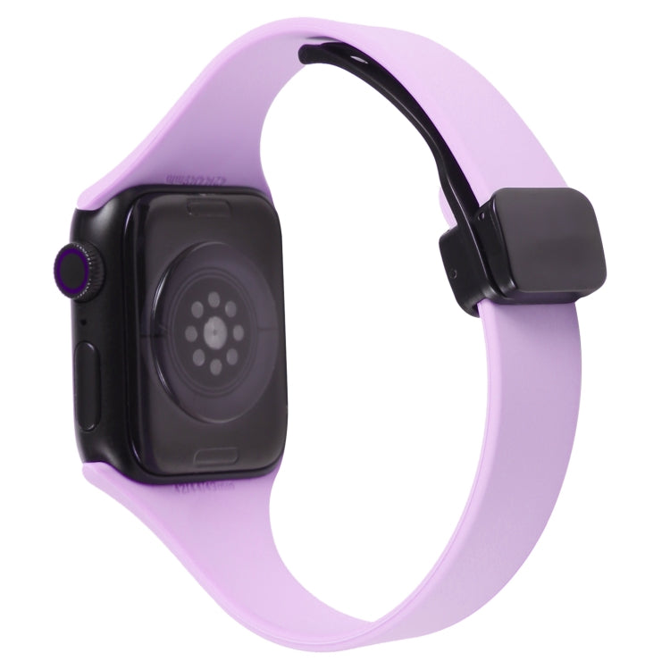 For Apple Watch SE 40mm Magnetic Buckle Slim Silicone Watch Band(Lavender) - Watch Bands by PMC Jewellery | Online Shopping South Africa | PMC Jewellery