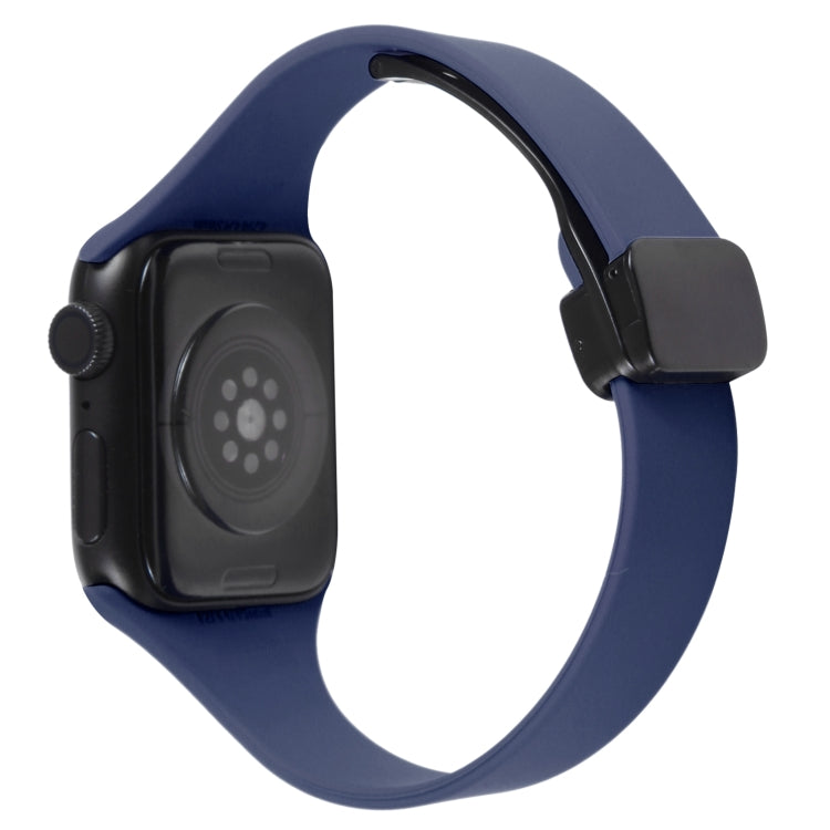 For Apple Watch SE 44mm Magnetic Buckle Slim Silicone Watch Band(Midnight Blue) - Watch Bands by PMC Jewellery | Online Shopping South Africa | PMC Jewellery