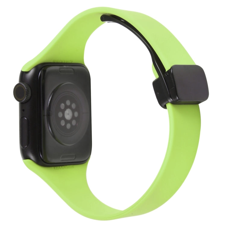 For Apple Watch SE 44mm Magnetic Buckle Slim Silicone Watch Band(Green) - Watch Bands by PMC Jewellery | Online Shopping South Africa | PMC Jewellery