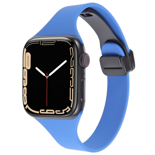 For Apple Watch SE 44mm Magnetic Buckle Slim Silicone Watch Band(Royal Blue) - Watch Bands by PMC Jewellery | Online Shopping South Africa | PMC Jewellery