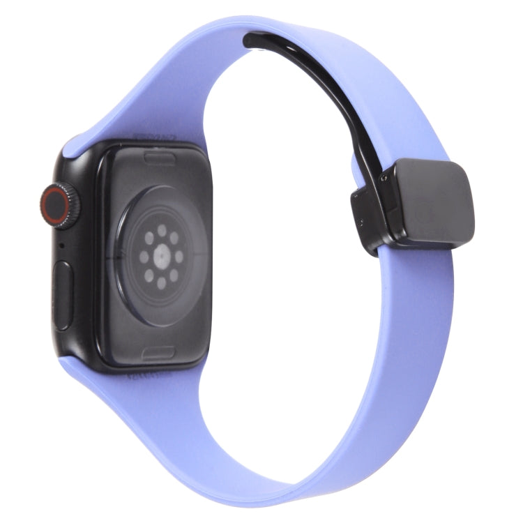 For Apple Watch 6 40mm Magnetic Buckle Slim Silicone Watch Band(Light Purple) - Watch Bands by PMC Jewellery | Online Shopping South Africa | PMC Jewellery