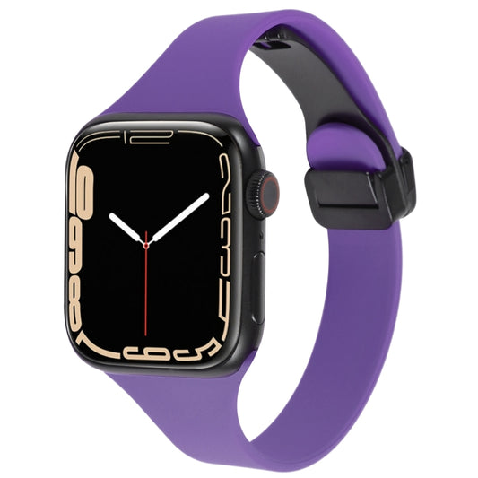 For Apple Watch 6 44mm Magnetic Buckle Slim Silicone Watch Band(Dark Purple) - Watch Bands by PMC Jewellery | Online Shopping South Africa | PMC Jewellery