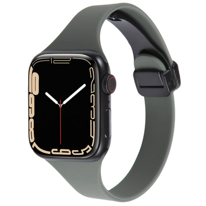 For Apple Watch 5 44mm Magnetic Buckle Slim Silicone Watch Band(Army Green) - Watch Bands by PMC Jewellery | Online Shopping South Africa | PMC Jewellery