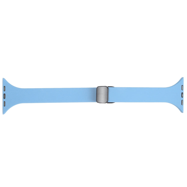 For Apple Watch 3 38mm Magnetic Buckle Slim Silicone Watch Band(Light Blue) - Watch Bands by PMC Jewellery | Online Shopping South Africa | PMC Jewellery