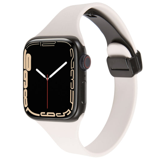 For Apple Watch 3 38mm Magnetic Buckle Slim Silicone Watch Band(Starlight) - Watch Bands by PMC Jewellery | Online Shopping South Africa | PMC Jewellery