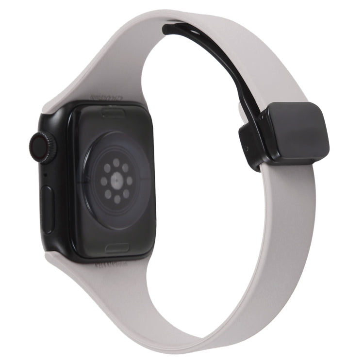 For Apple Watch 2 38mm Magnetic Buckle Slim Silicone Watch Band(Rock Grey) - Watch Bands by PMC Jewellery | Online Shopping South Africa | PMC Jewellery