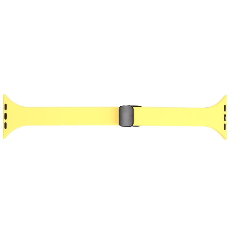 For Apple Watch 42mm Magnetic Buckle Slim Silicone Watch Band(Light Yellow) - Watch Bands by PMC Jewellery | Online Shopping South Africa | PMC Jewellery