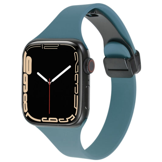 For Apple Watch 38mm Magnetic Buckle Slim Silicone Watch Band(Light Green) - Watch Bands by PMC Jewellery | Online Shopping South Africa | PMC Jewellery