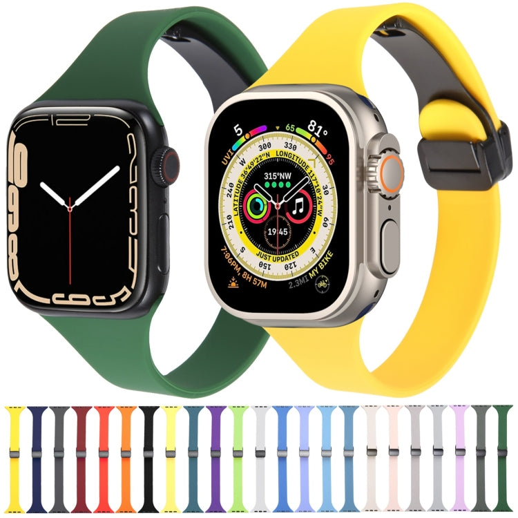 For Apple Watch 42mm Magnetic Buckle Slim Silicone Watch Band(White) - Watch Bands by PMC Jewellery | Online Shopping South Africa | PMC Jewellery