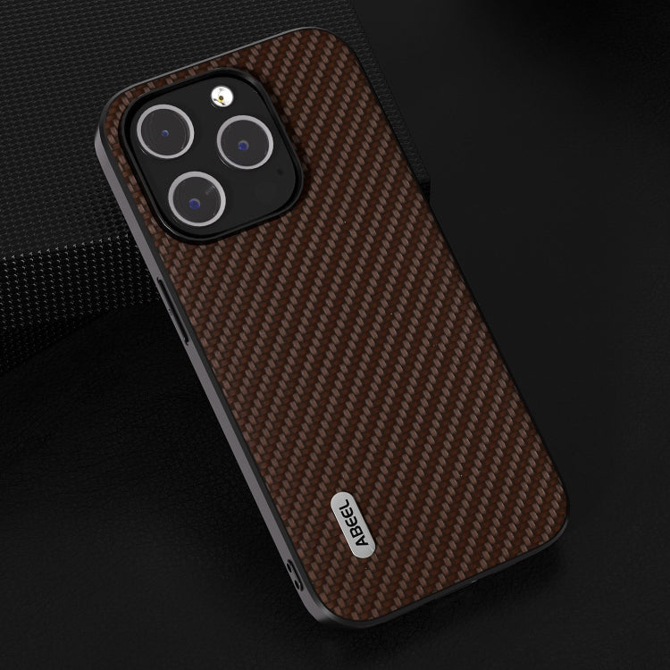 For iPhone 14 Pro ABEEL Carbon Fiber Texture Protective Phone Case(Dark Brown) - iPhone 14 Pro Cases by PMC Jewellery | Online Shopping South Africa | PMC Jewellery