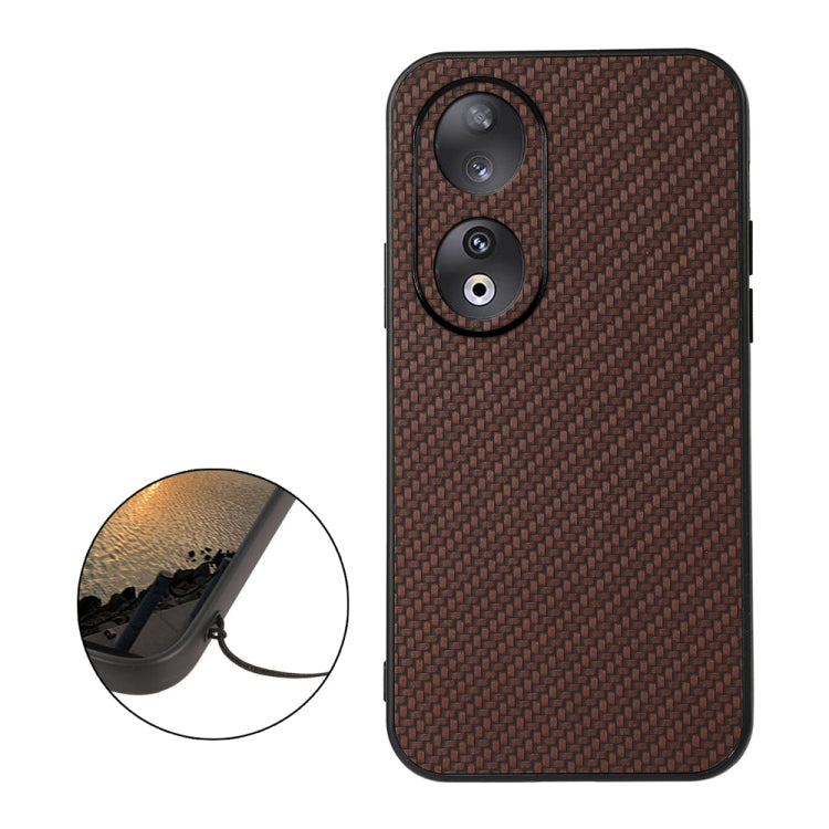 For Honor 90 Carbon Fiber Texture Shockproof Phone Case(Brown) - Honor Cases by PMC Jewellery | Online Shopping South Africa | PMC Jewellery