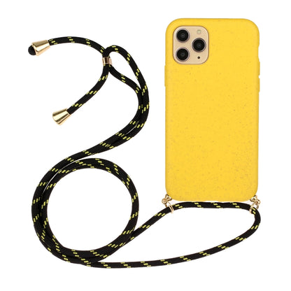 For iPhone 15 Pro Max Wheat Straw Material + TPU Phone Case with Lanyard(Yellow) - iPhone 15 Pro Max Cases by PMC Jewellery | Online Shopping South Africa | PMC Jewellery