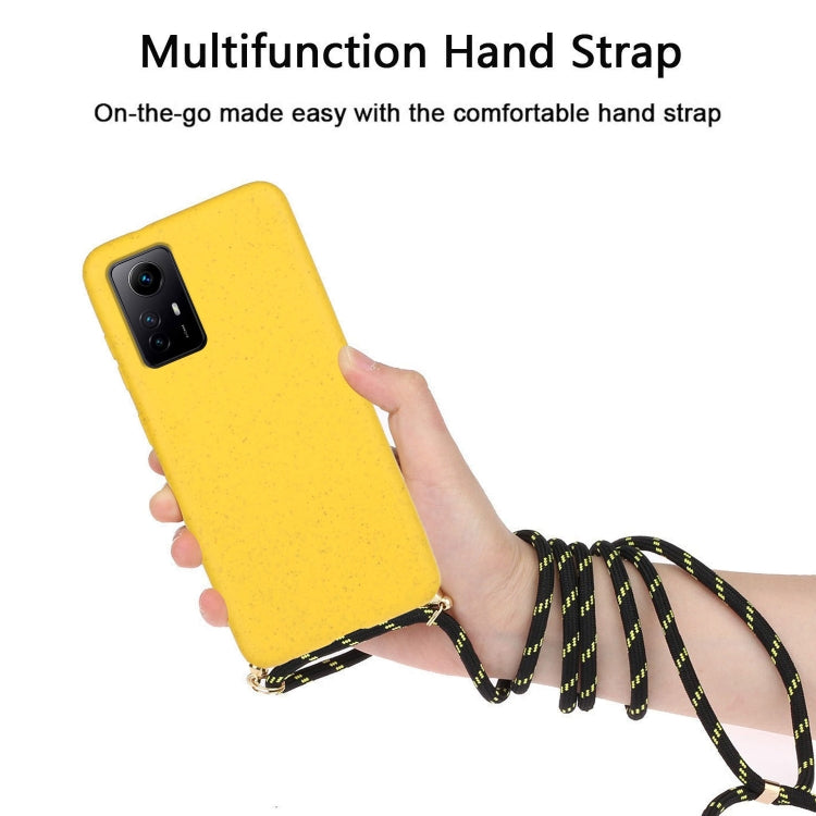 For Xiaomi Redmi Note 12S Wheat Straw Material + TPU Phone Case with Lanyard(Yellow) - Xiaomi Cases by PMC Jewellery | Online Shopping South Africa | PMC Jewellery