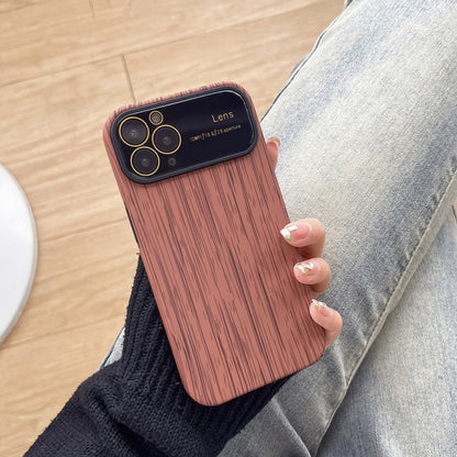 For iPhone 11 Pro Wood Grain TPU Phone Case with Lens Film(Brown) - iPhone 11 Pro Cases by PMC Jewellery | Online Shopping South Africa | PMC Jewellery