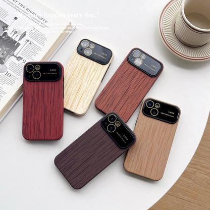 For iPhone 11 Pro Wood Grain TPU Phone Case with Lens Film(Brown) - iPhone 11 Pro Cases by PMC Jewellery | Online Shopping South Africa | PMC Jewellery