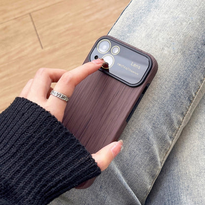 For iPhone 14 Pro Max Wood Grain TPU Phone Case with Lens Film(Grey) - iPhone 14 Pro Max Cases by PMC Jewellery | Online Shopping South Africa | PMC Jewellery