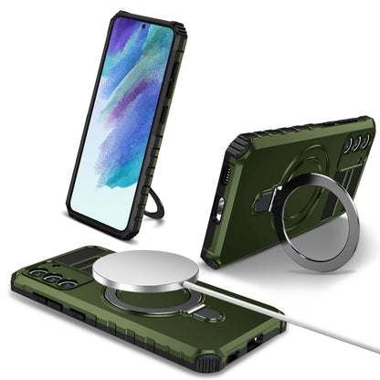 For Samsung Galaxy S21 FE 5G MagSafe Magnetic Holder Phone Case(Green) - Galaxy S22 Ultra 5G Cases by PMC Jewellery | Online Shopping South Africa | PMC Jewellery