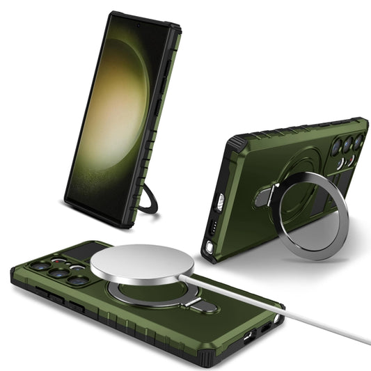 For Samsung Galaxy S23 Ultra 5G MagSafe Magnetic Holder Phone Case(Green) - Galaxy S23 Ultra 5G Cases by PMC Jewellery | Online Shopping South Africa | PMC Jewellery