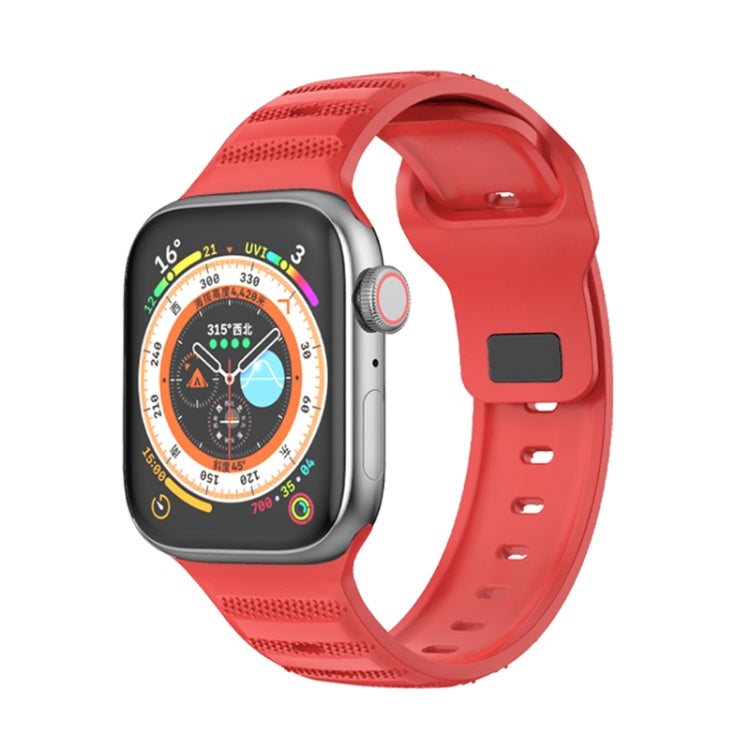 For Apple Watch 7 45mm Dot Texture Fluororubber Watch Band(Red) - Watch Bands by PMC TechLife | Online Shopping South Africa | PMC TechLife