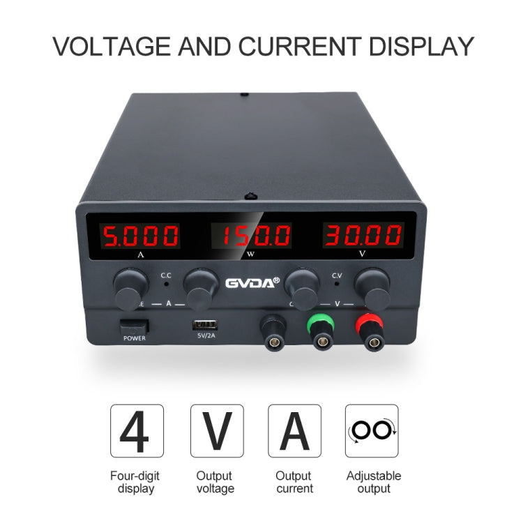 GVDA SPS-H3010 30V-10A Adjustable Voltage Regulator, Specification:EU Plug(Black) - Others by GVDA | Online Shopping South Africa | PMC Jewellery