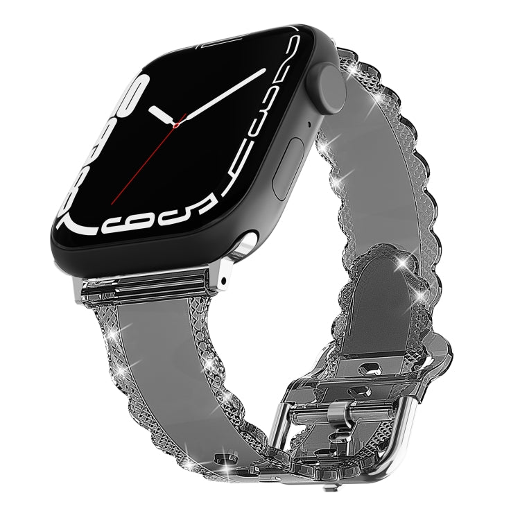 For Apple Watch 2 38mm Diamond Texture Lace Clear TPU Watch Band(Black) - Watch Bands by PMC TechLife | Online Shopping South Africa | PMC TechLife