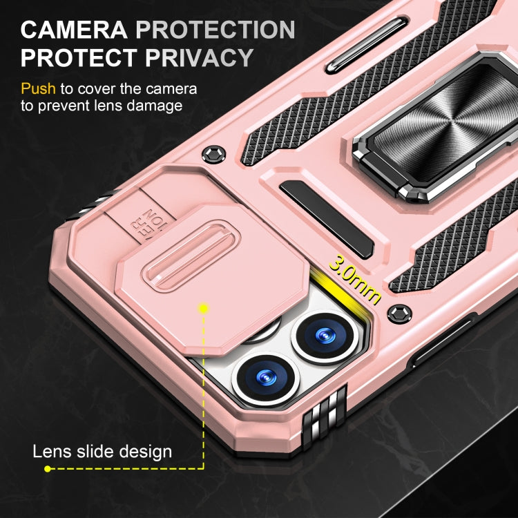 For iPhone 15 Pro Max Armor PC + TPU Camera Shield Phone Case(Rose Gold) - iPhone 15 Pro Max Cases by PMC Jewellery | Online Shopping South Africa | PMC Jewellery