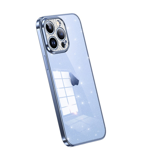 For iPhone 14 Pro Max SULADA Electroplated Transparent Glittery TPU Phone Case(Blue) - iPhone 14 Pro Max Cases by SULADA | Online Shopping South Africa | PMC Jewellery | Buy Now Pay Later Mobicred