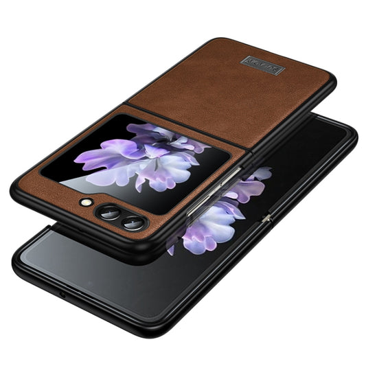For Samsung Galaxy Z Flip5 SULADA Shockproof TPU + Handmade Leather Phone Case(Brown) - Galaxy Z Flip5 Cases by SULADA | Online Shopping South Africa | PMC Jewellery