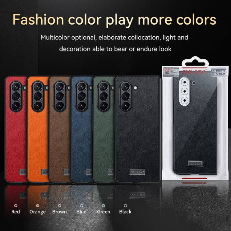 For Samsung Galaxy Z Fold5 SULADA Shockproof TPU + Handmade Leather Phone Case(Red) - Galaxy Z Fold5 Cases by SULADA | Online Shopping South Africa | PMC TechLife