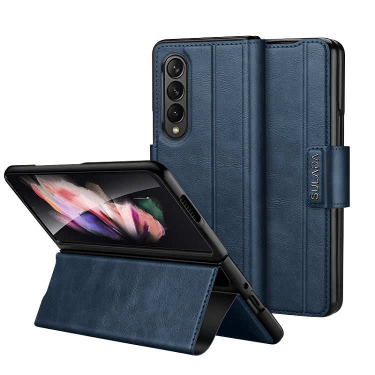 For Samsung Galaxy Z Fold2 / W21 SULADA All-inclusive Magnetic Snap Flip Leather Phone Case(Blue) - Galaxy Phone Cases by SULADA | Online Shopping South Africa | PMC Jewellery