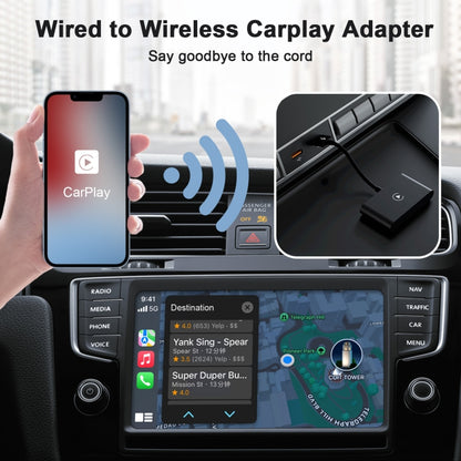 USB + USB-C / Type-C Wired to Wireless Carplay Adapter for iPhone(Black) - Bluetooth Adapters by PMC Jewellery | Online Shopping South Africa | PMC Jewellery