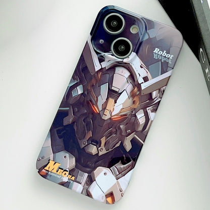 For iPhone 14 Plus Painted Pattern Precise Hole PC Phone Case(Grey Robot) - iPhone 14 Plus Cases by PMC Jewellery | Online Shopping South Africa | PMC Jewellery