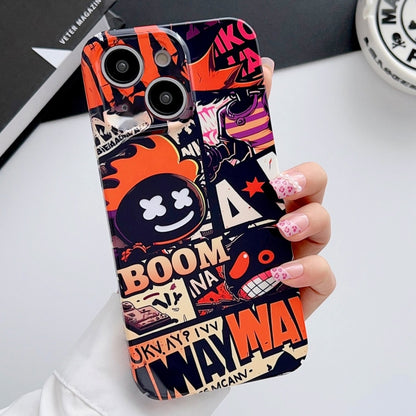 For iPhone 14 Plus Painted Pattern Precise Hole PC Phone Case(Orange Comics) - iPhone 14 Plus Cases by PMC Jewellery | Online Shopping South Africa | PMC Jewellery