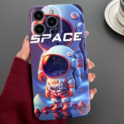 For iPhone 14 Pro Painted Pattern Precise Hole PC Phone Case(Orange White Astronaut) - iPhone 14 Pro Cases by PMC Jewellery | Online Shopping South Africa | PMC Jewellery