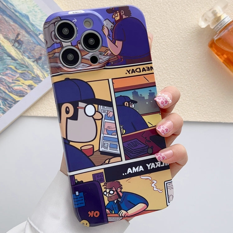 For iPhone 13 Pro Max Painted Pattern Precise Hole PC Phone Case(Working Comics) - iPhone 13 Pro Max Cases by PMC Jewellery | Online Shopping South Africa | PMC Jewellery