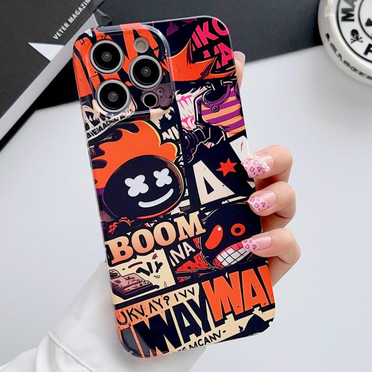 For iPhone 13 Pro Max Painted Pattern Precise Hole PC Phone Case(Orange Comics) - iPhone 13 Pro Max Cases by PMC Jewellery | Online Shopping South Africa | PMC Jewellery