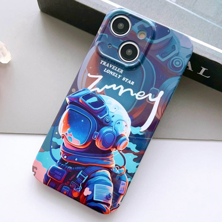 For iPhone 13 Painted Pattern Precise Hole PC Phone Case(Blue Paint Astronaut) - iPhone 13 Cases by PMC Jewellery | Online Shopping South Africa | PMC Jewellery