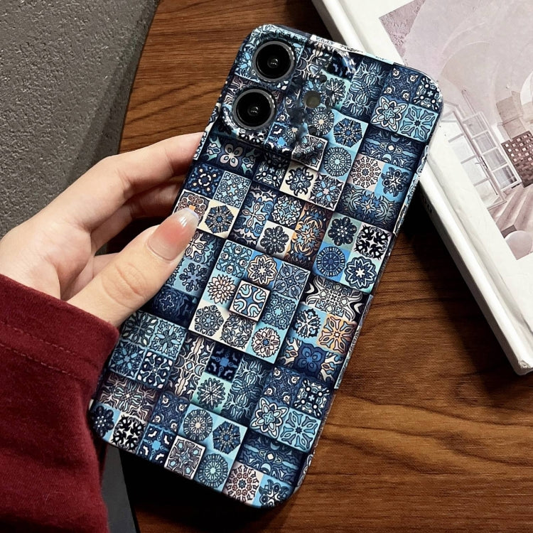 For iPhone 12 Painted Pattern Precise Hole PC Phone Case(Green Plaid) - iPhone 12 / 12 Pro Cases by PMC TechLife | Online Shopping South Africa | PMC TechLife